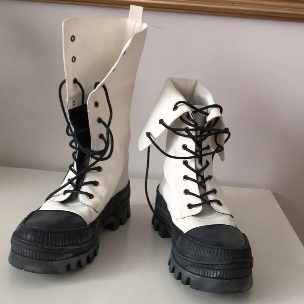 Free People Goldie Lug Sole Lace UP Utility Boots size 7